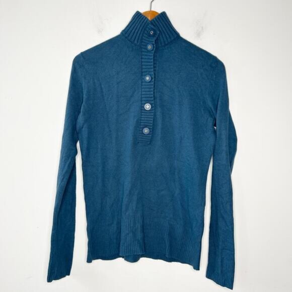 TORY BURCH Mock Neck Knit Sweater Womens XS Wool Cashmere Blend Winter Nautical - Picture 2 of 11